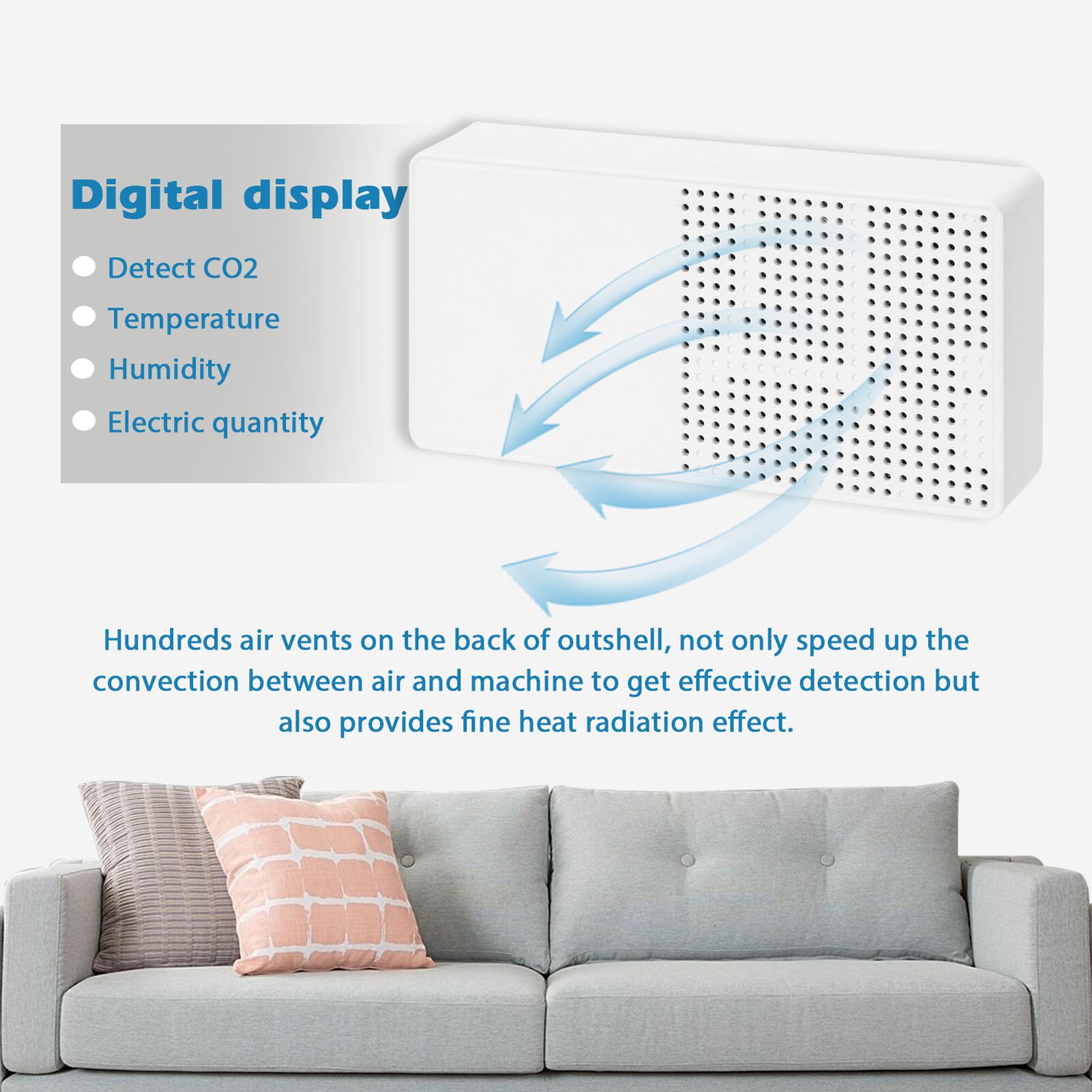 Air Monitor CO2 Meter CO2 Tester with Carbon Dioxide Value Electricity Quantity Temperature Humidity Display Function