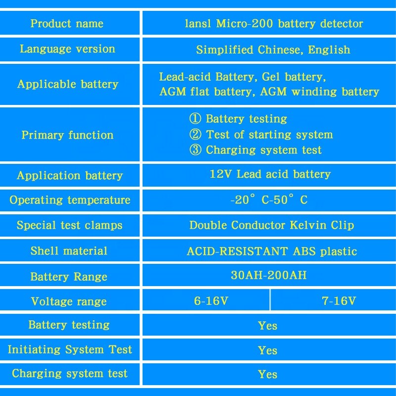 Battery Detector 12V / 24V Battery Life Capacity Internal Resistance Analyzer for Electric Vehicle Battery