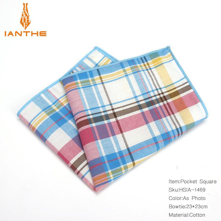 Casual mannen 100% Katoen Zakdoeken Geweven Plaid Pocket Vierkante Mannelijke Bruiloft Zakdoek Handdoeken Hanky Corbatas: IA1469