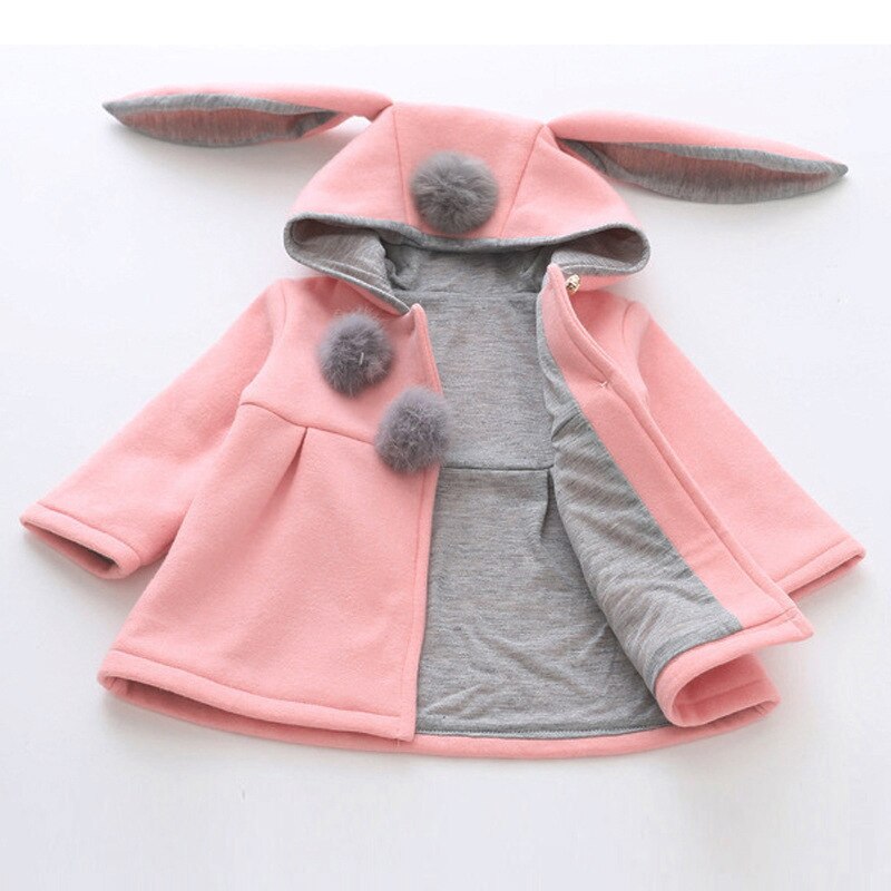 Baby Girls Coat Winter Spring Baby Girls Princess Coat Jacket Rabbit Ear Hoodie Casual Outerwear for girl Infants clothing