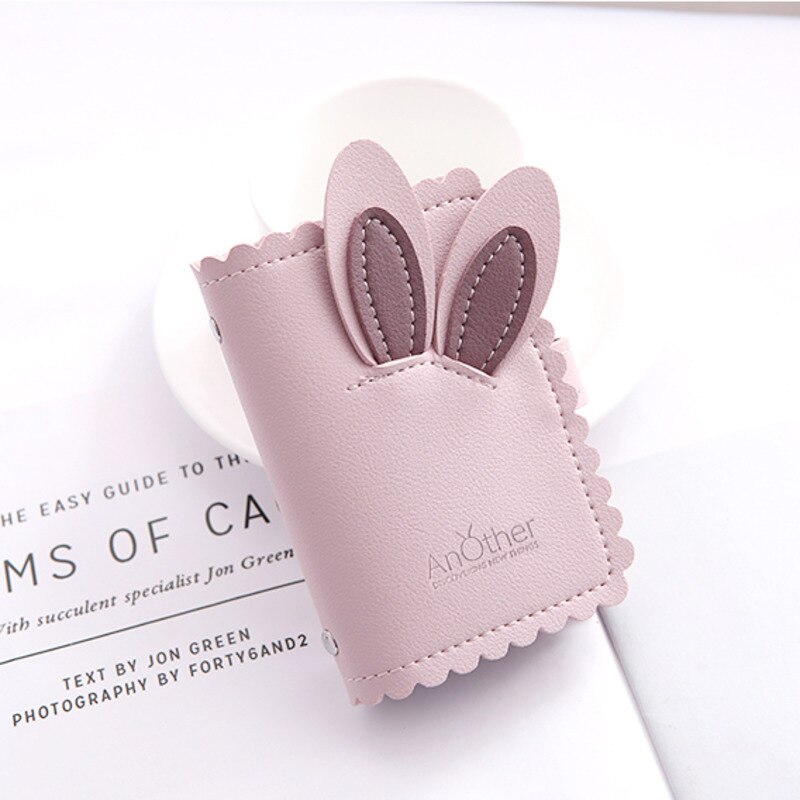 Schöne Cartoon Kaninchen Karte Fall Visitenkarte Halter Frauen Kredit Passport Karte Tasche ID Passport Karte Brieftasche Rosa Weiß