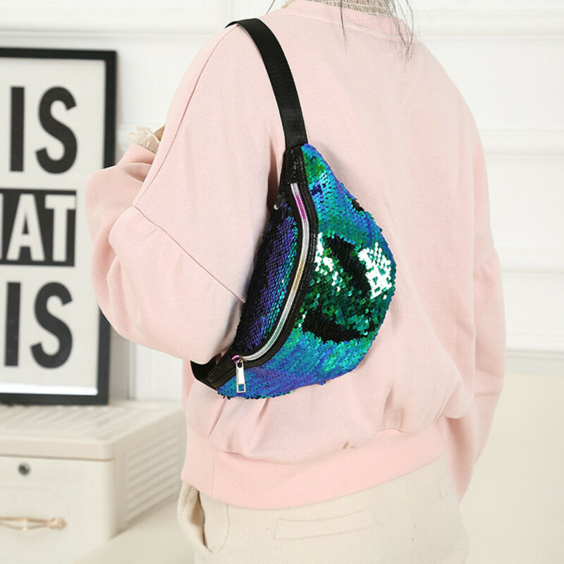 Paljetter midje vesker dame belte vesker fanny packs bum bag telefon glidelås midje veske