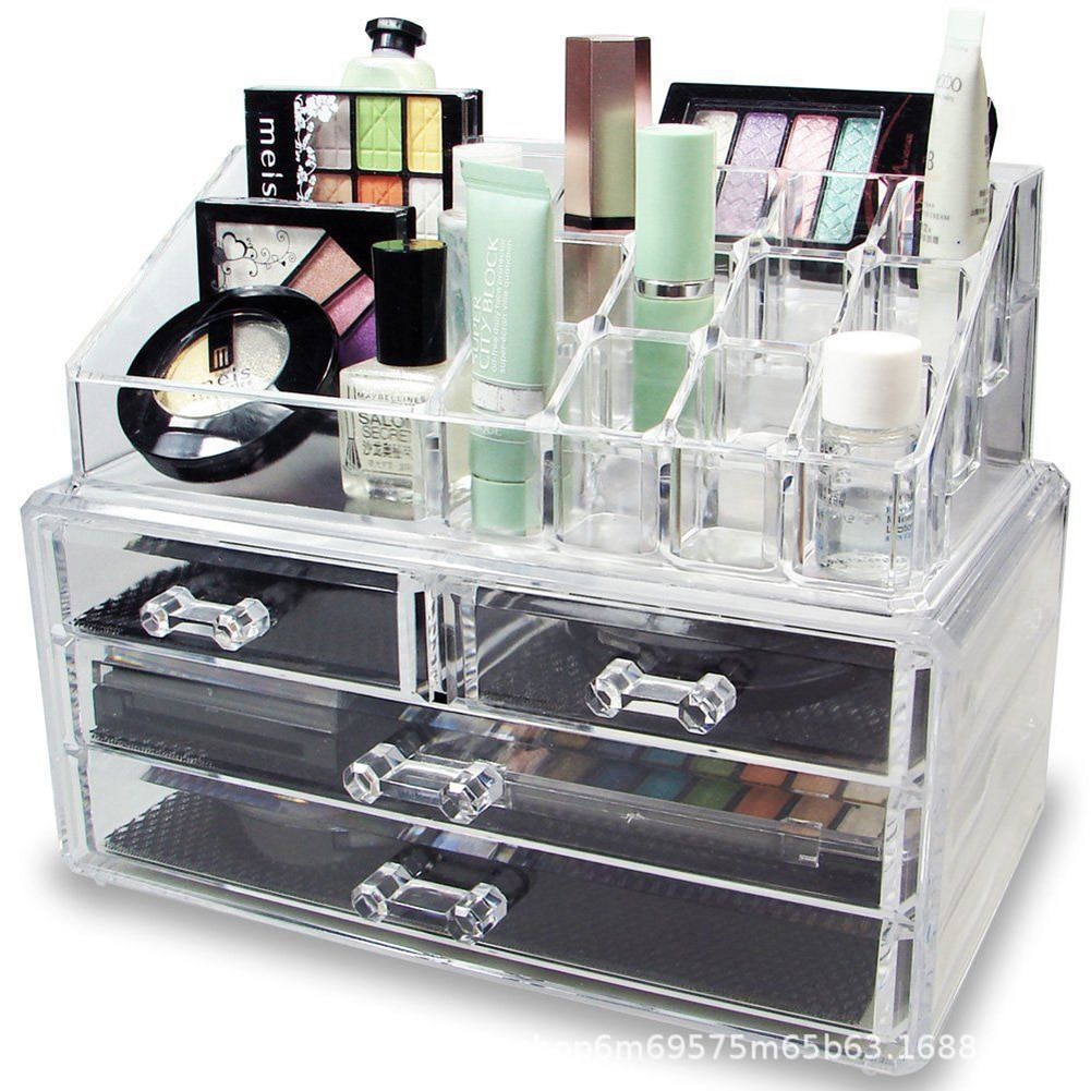 Organizador de maquillaje transparente, compacto, estantería, colorete, resaltador, sombra de ojos, soporte de exhibición, cajón de caja de almacenamiento de cosméticos