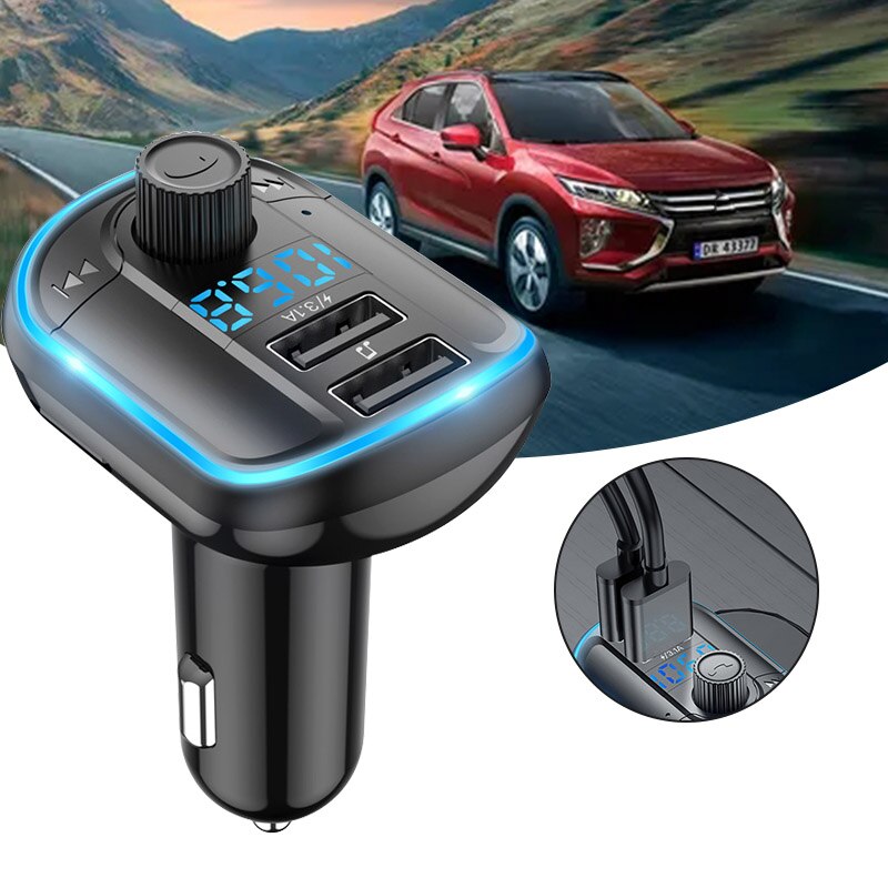 Car Wireless Bluetooth FM Transmitter Radio Adapter Kit MP3 Player 2 Port USB Car Charger LED Display Mobile Phone Charge In Car