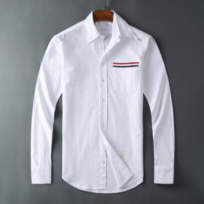 19ss mænd oxford klassisk farverig stribet bomuld afslappet skjorter skjorte lomme lange ærmer top  m 2xl #m56: M