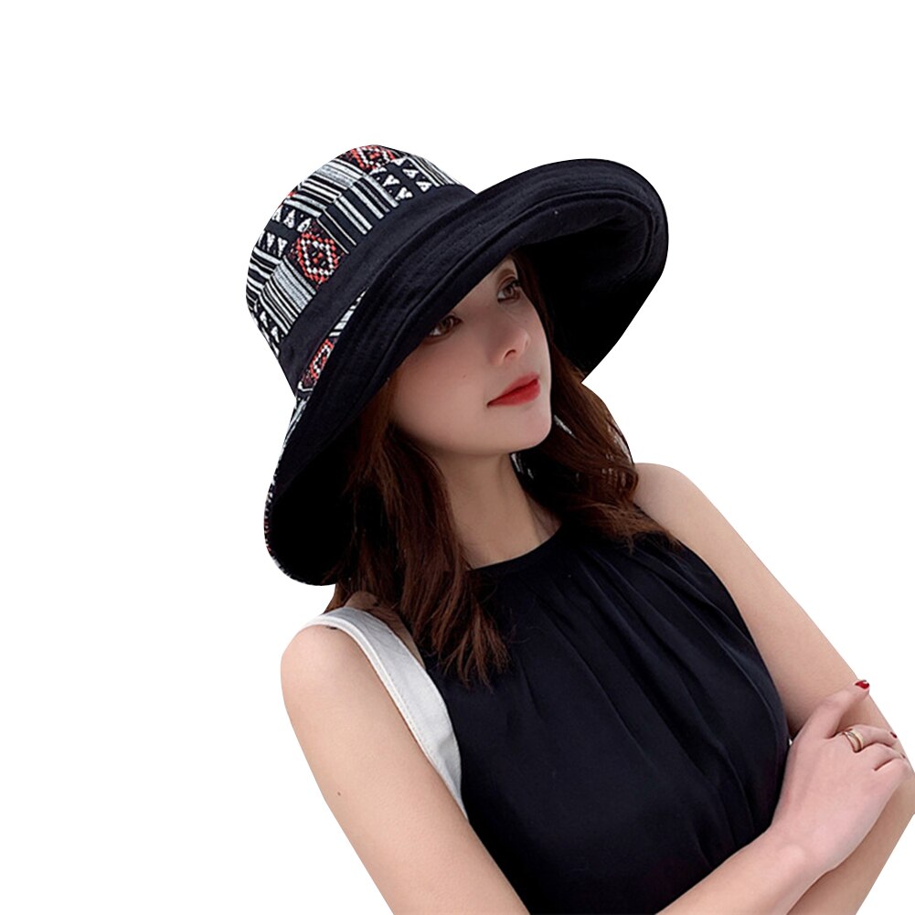 Sombrero de ala ancha a la para mujer, sombrero de invierno cálido Retro con patrón étnico Fedora, sombrero de ala ancha, sombrero flexible para mujer, invierno cálido: Negro