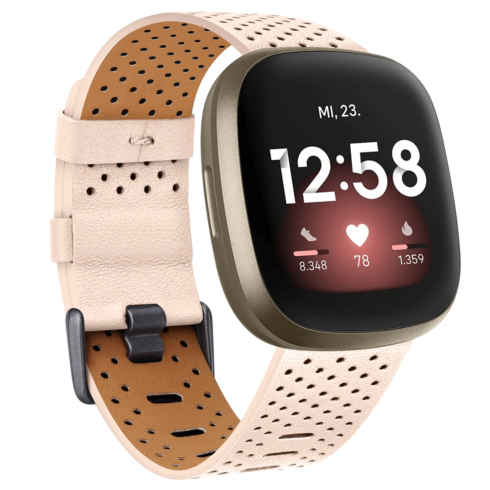 Correa de cuero transpirable de lujo para Fitbit Versa 3 Sense, pulsera de repuesto para reloj inteligente Fitbit Sense: S / Black Yellow