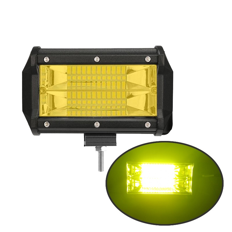 72W OFF-ROAD LED WORK LIGHT 5 INCH CAR MOTORCYCLE SUV TRUCK WHITE YELLOW NIGHT DRIVING FOG LAMP AUXILIARY INDICATOR 9-30V: YELLOW