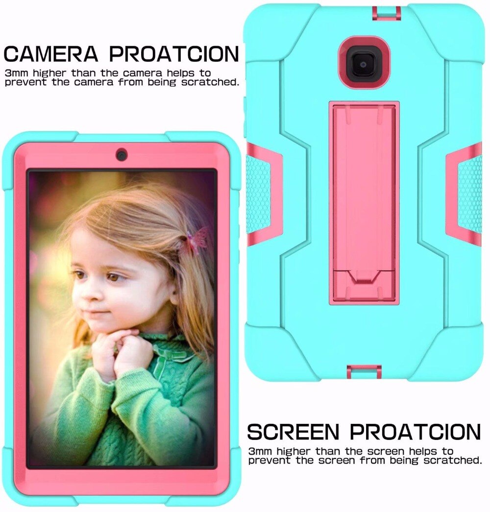 Shockproof Silicon PC Hybrid Stand Kids Safe Tablet Cover For Samsung Galaxy Tab A 8.0 T387 SM-T387W SM-T387V Case +FilmPen