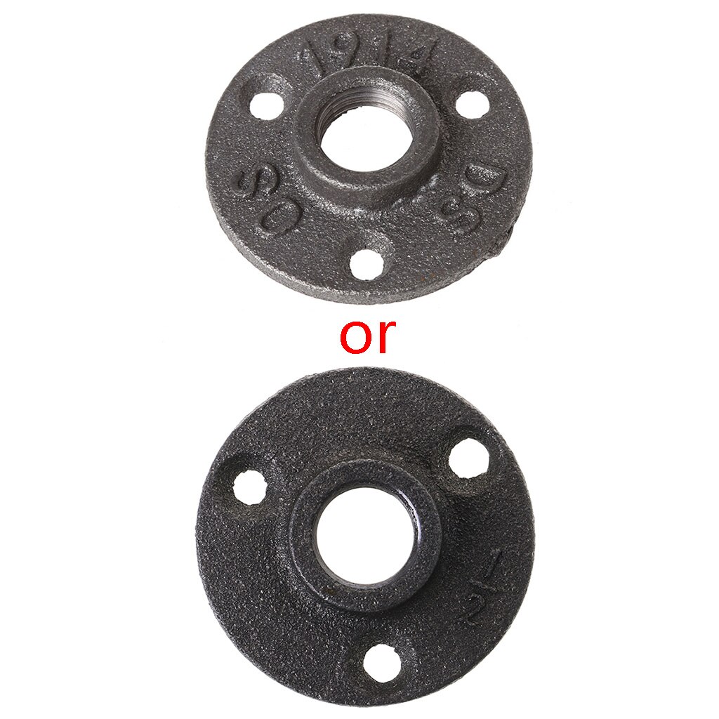 1/2" or 3/4" Malleable Threaded Floor Flange Iron Pipe Fittings Wall Mount Industrial Black: B