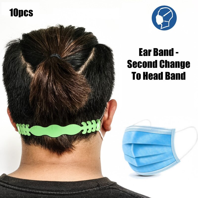 10 stk hovedbæltebånd til engangsmaske ørebånd andet skift hovedbælte maske ledsager udløser tryk på øre arbejdssikkerhed: Grøn
