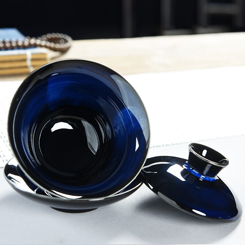 Ofen ändern porzellan Terrine kreative kunstvolle gaiwan tasse schüssel einstellen tasse untertasse deckel Tee schüssel keramik tasse schalen einzigartige China gaiwan