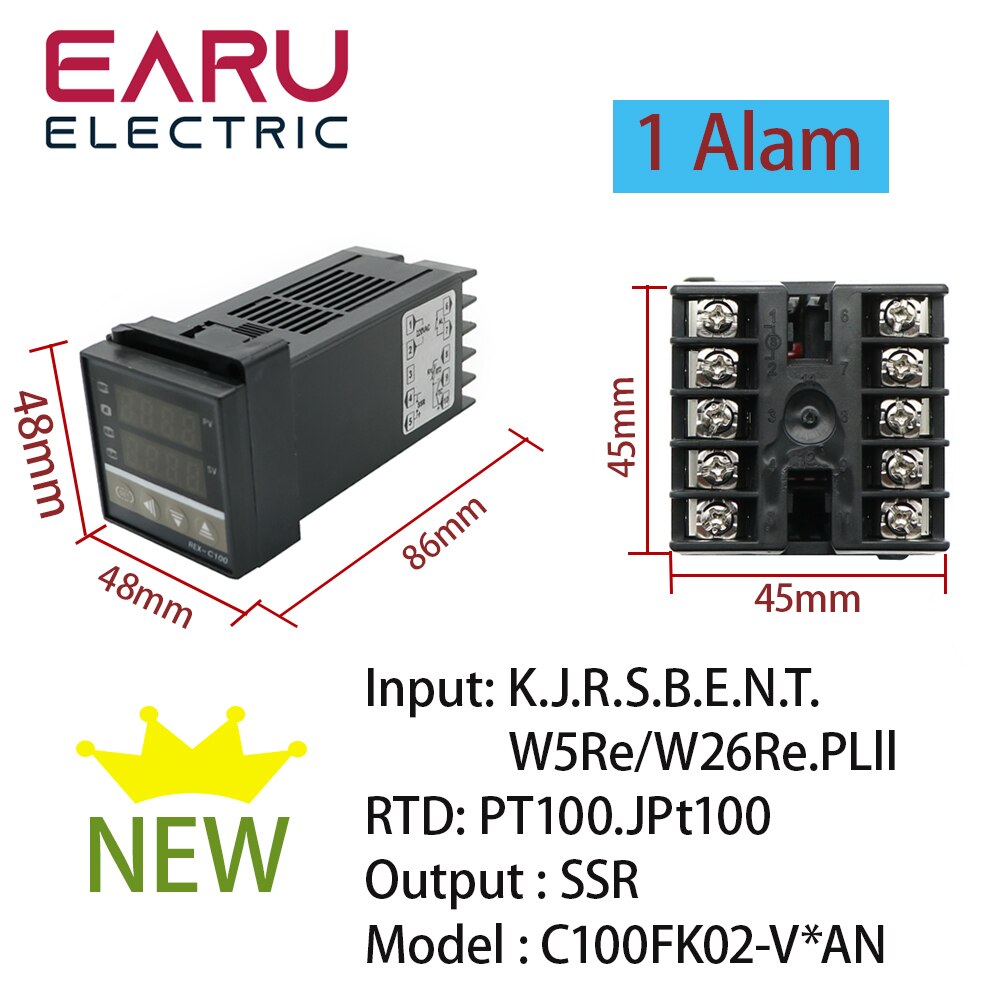 REX-C100 PID Intelligent Temperature Controller Universal REX-C100 Thermostat SSR Relay output Universal K PT100 J Type Input: NEW Universal SSR