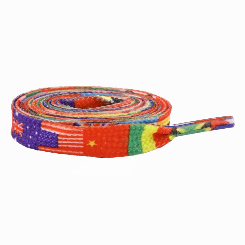 1 paire lacets colorés arc-en-ciel dégradé impression toile plate lacets chaussures décontracté couleur chromatique lacets décontracté és pour baskets: National flag color