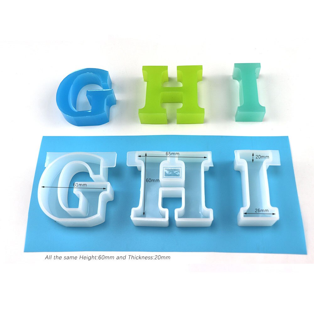 "LOVE HOME " 26 "A-Z" Letter DIY Crystal Epoxy Resin Mold For Resin Decorative Craft DIY Dice Mold Epoxy Resin Molds For Jewelry: GHI