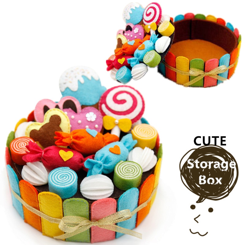 Felt Handmade Birthday Cake Storage Box For Kid and Girlfriend Special DIY Cute Cake Collection Box Craft Kits for Children