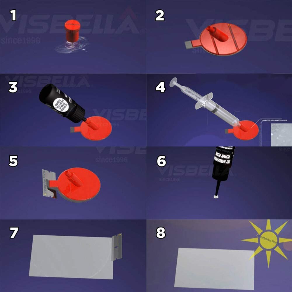 VISBELLA Car Windshield Repair Kit DIY Window Repair Tool Windscreen Glass Scratch Crack Restore Renewal Window Screen Polishing