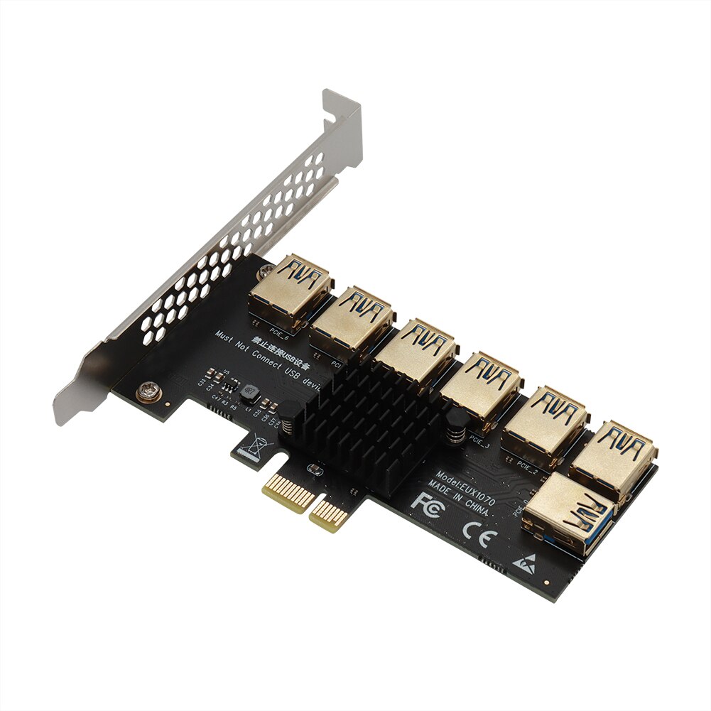 Gold PCI Express Multiplier Riser PCIE 1 To 7 Port USB 3.0 PCI Express 1X 4X 8X 16X Extender Riser For Video Card Miner Mining