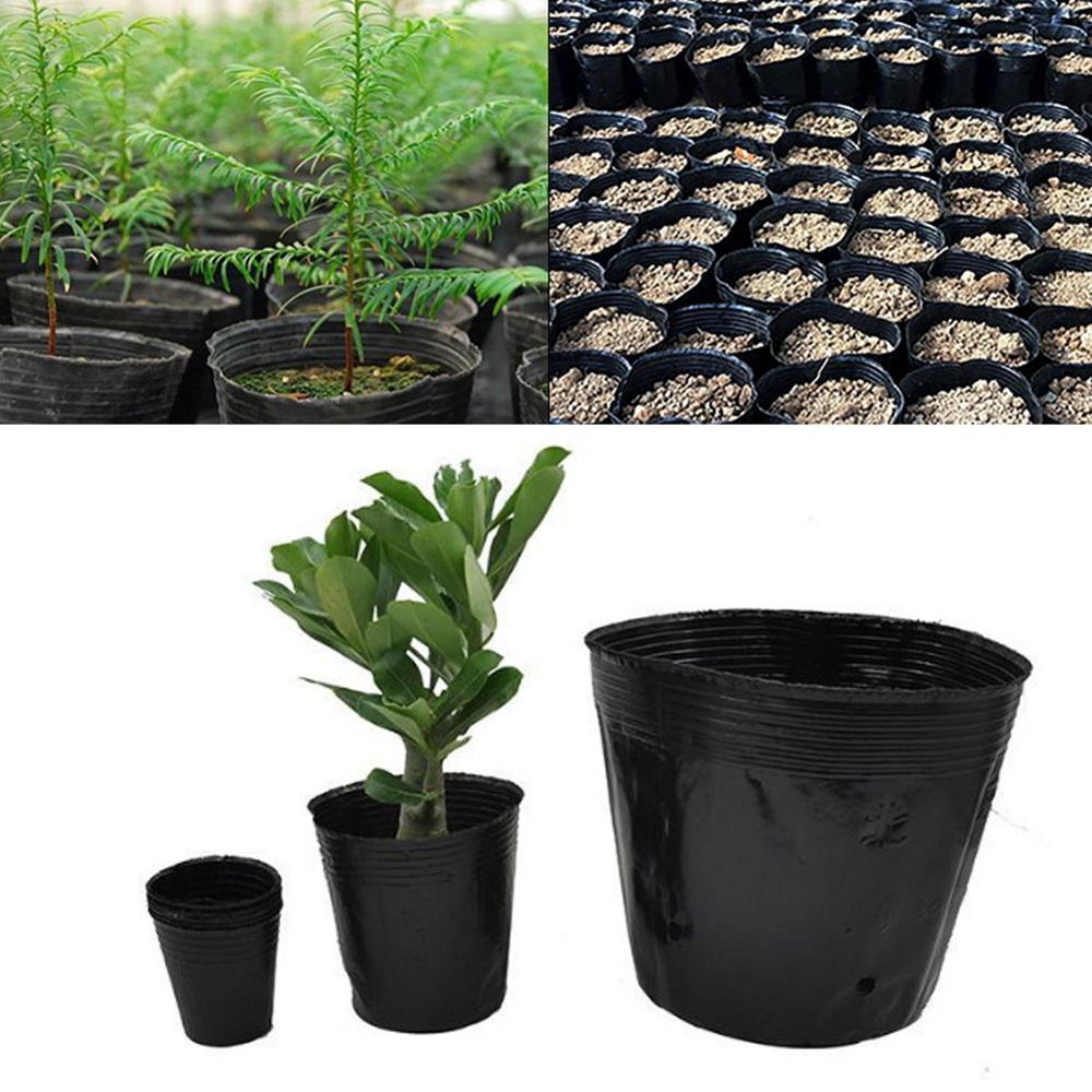 100pcs Plastic Nursery Plant Seedling Holder Raising Bag Nutrition Pots Garden Supplies Containers Set