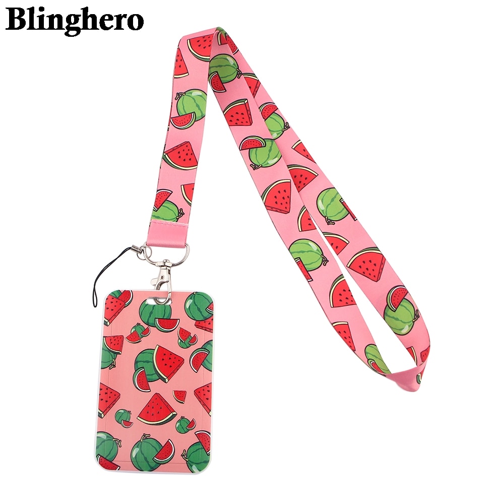 CB226 Watermeloen Fruit Sleutelhanger Lanyard Leuke Telefoon Charme Mobiele Telefoon Draagriem Roze Lanyards Voor Sleutels Id Badge Key Card houder