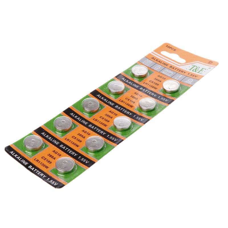 10 stk knapp knappcelle batteri  ag10 1.5v klokke batterier  sr54 389 189 lr1130 sr1130 leker kontroll fjernkontroll