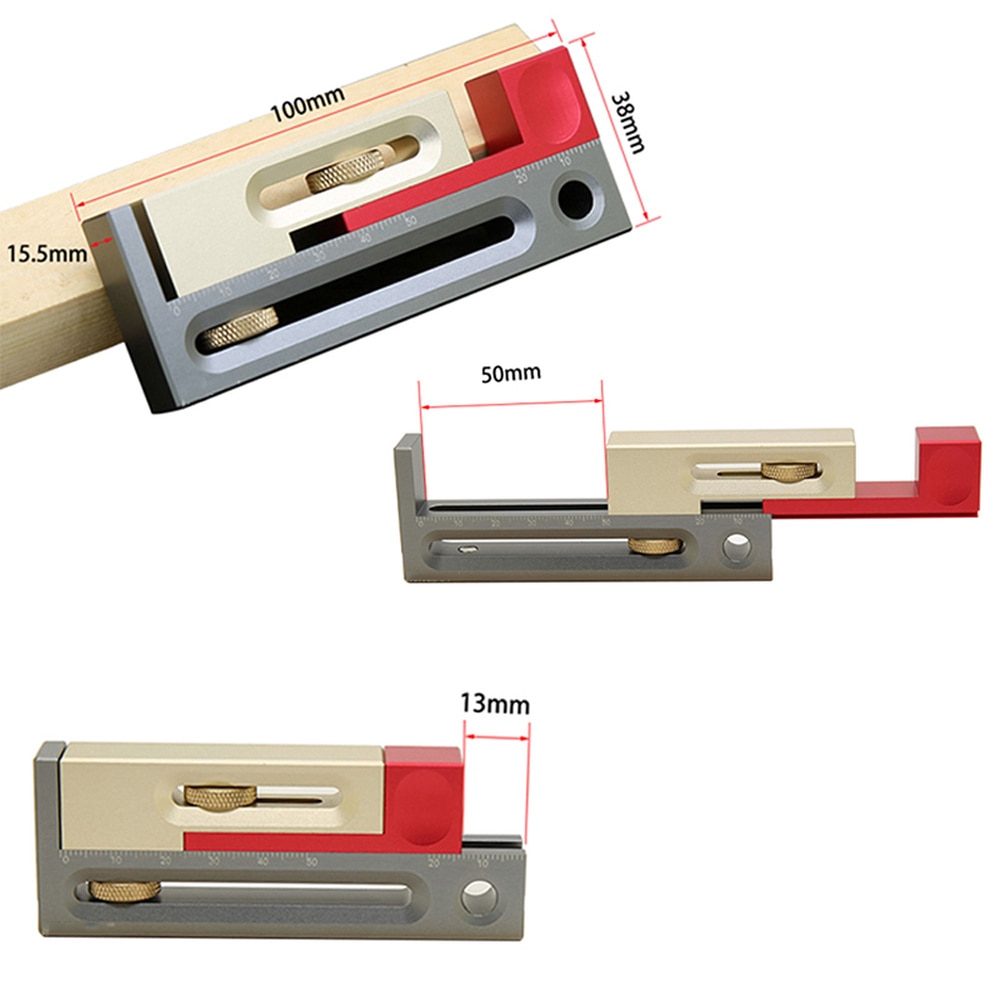 Table Saw Slot Adjuster Mortise and Tenon Tool Woodworking Movable Measuring Block Tenonmaker Length Compensation