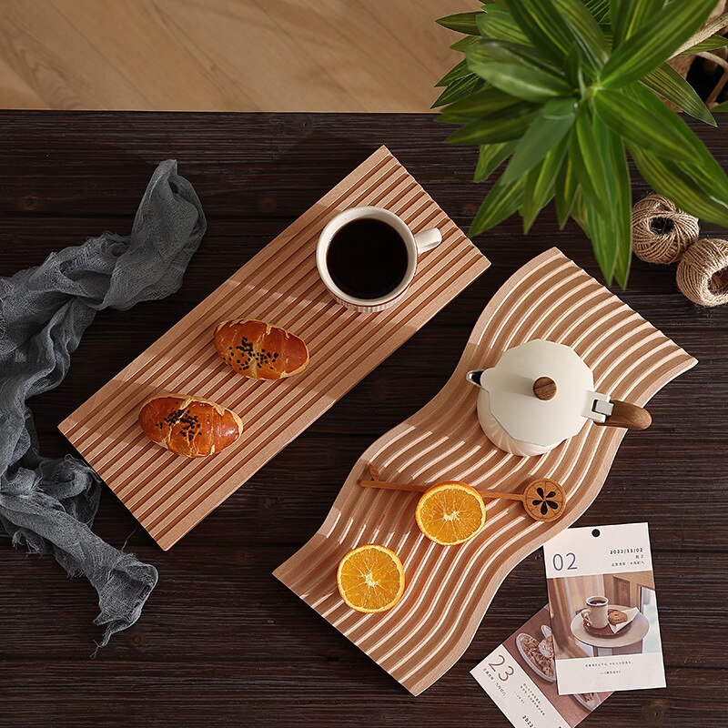 Holz nordisch Stil Wasser Welligkeit Hacken Block Haushalt Steckbrett Nachmittag Tee Tablett Platte Schneiden Gemüse Obst Bord