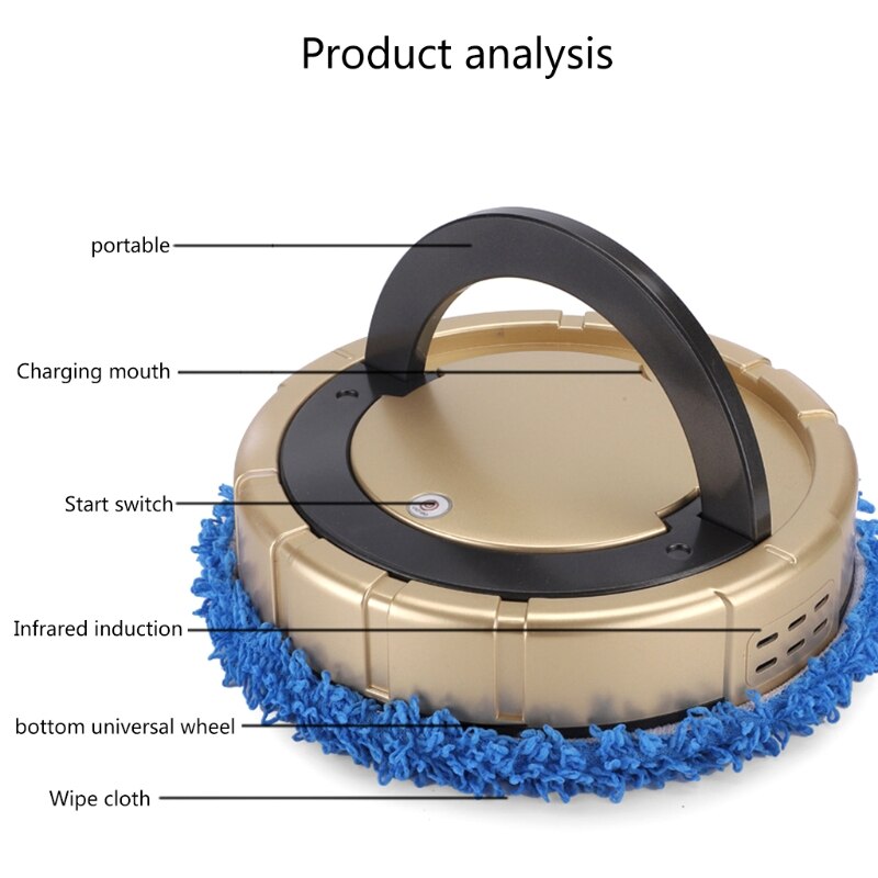 Auto Robotic Vacuum 2 Cleaning Mop Cloth Wet/Dry Use 360 Degree Rotatable Mopping/Vacuuming/Sterilizing No Dead