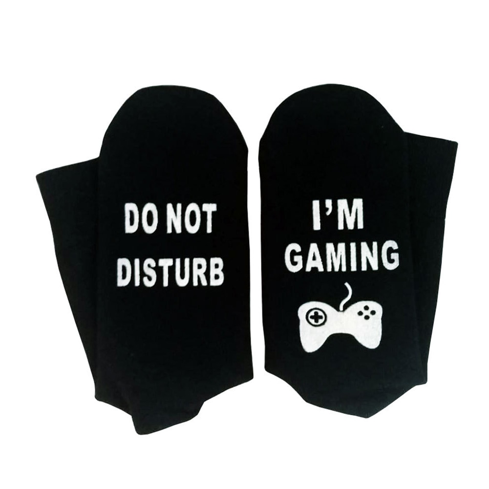 Unisexe nouveauté chaussettes ne pas déranger je suis Gaming drôle lettre imprimé chaussettes MU8669: Black Ankle Socks