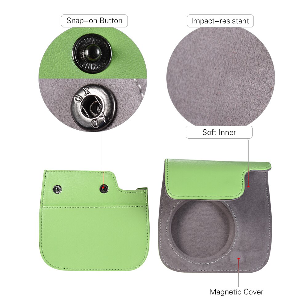 Andoer-funda para cámara instantánea de PU con correa para Fujifilm Instax Mini 8/+ 9/8 flamenco rosa/azul/blanco/verde