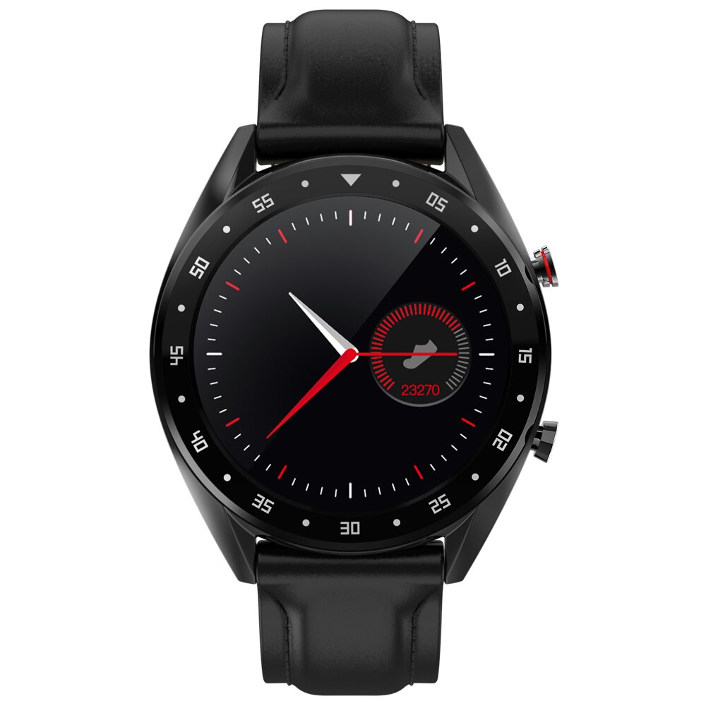 Microwear L7 SmartWatch Männer IP68 Wasserdichte Smartwatch Fitness Armbinde Tracker Armbanduhr Herzfrequenz EKG Monitor Anruf Erinnerung: Leder Schwarz