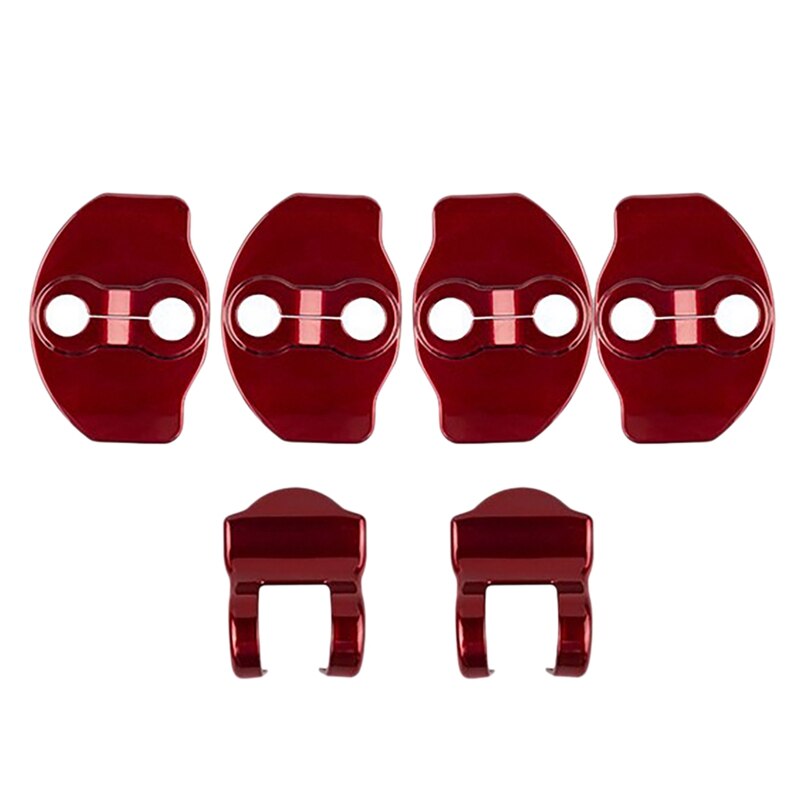 Cubierta de cerradura de puerta para Tesla Model3, hebilla de protección de palanca de Tope de puerta: Rojo