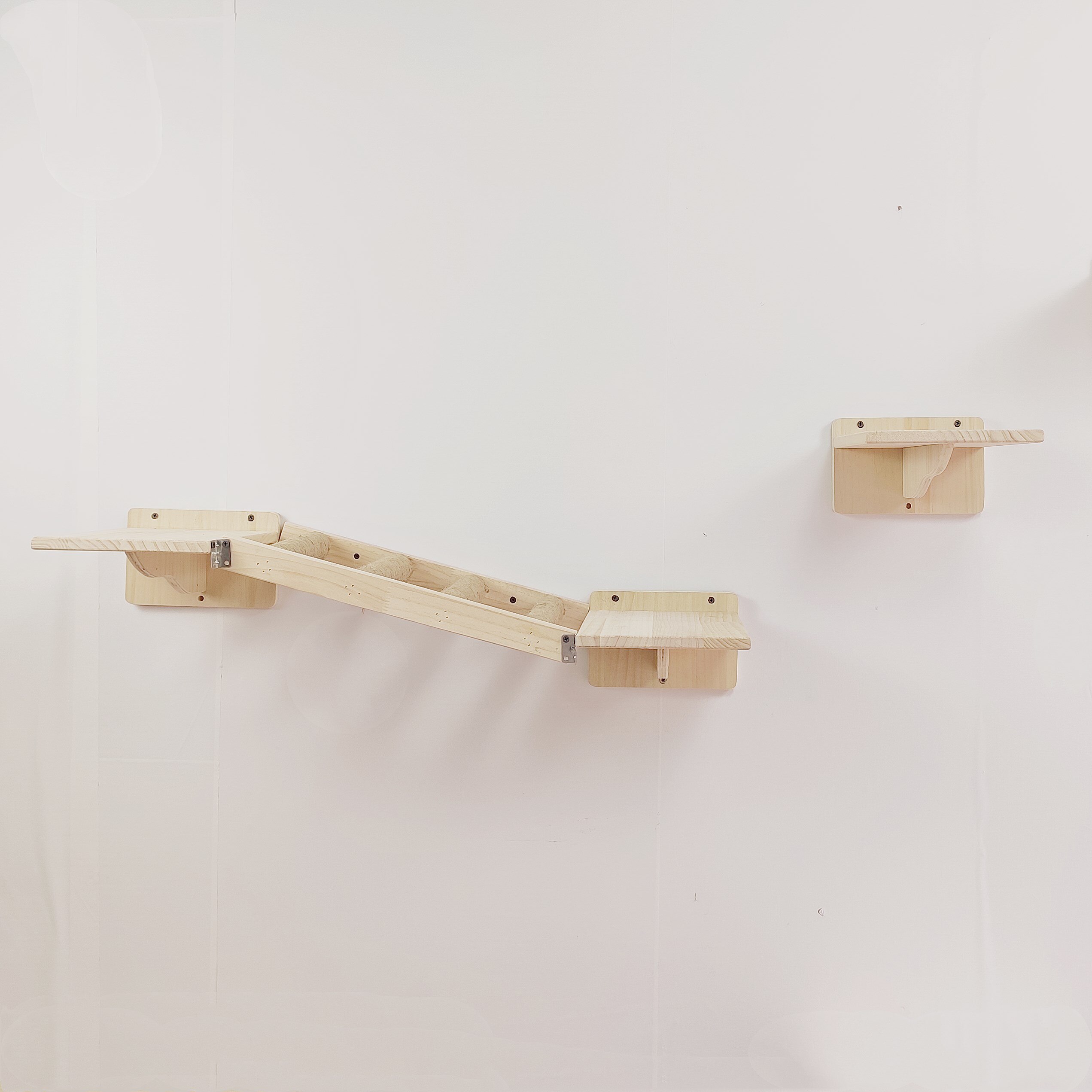 Wood Cat Mounted Vertical Ladder with Sisal Scratching Posts Handcrafted Wooden Cat Jumping Board Bed Cat Tree Activity Centres