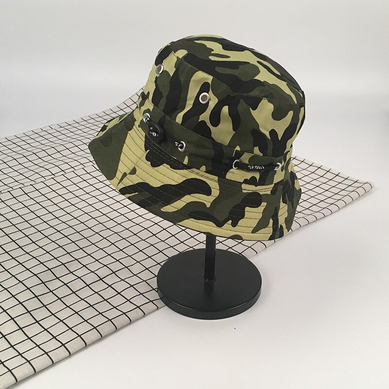 Fisherman Hat Female Spring and Summer Sun Protection UV Bucket Hat Wild Face-lift Drawstring Sun Hat Outside Sport Bucket Hat: Camo 3