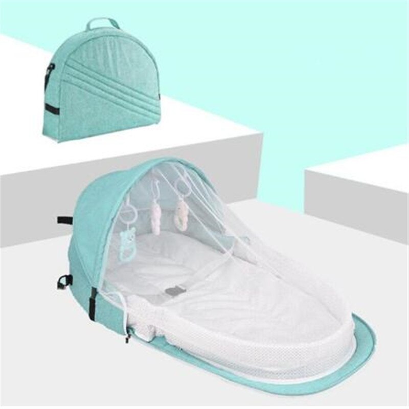 Berceau Portable pliable pour enfants, lit bébé, lit de voyage, avec moustiquaire, pour -nés: Green Shoulder Bags