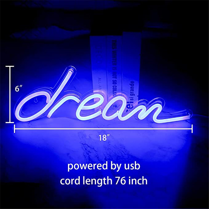 Dream Neon Signs USB for Led Neon Pub Cool Light Wall Art Bedroom Bar Decorations Home Accessories Party Novelty Display