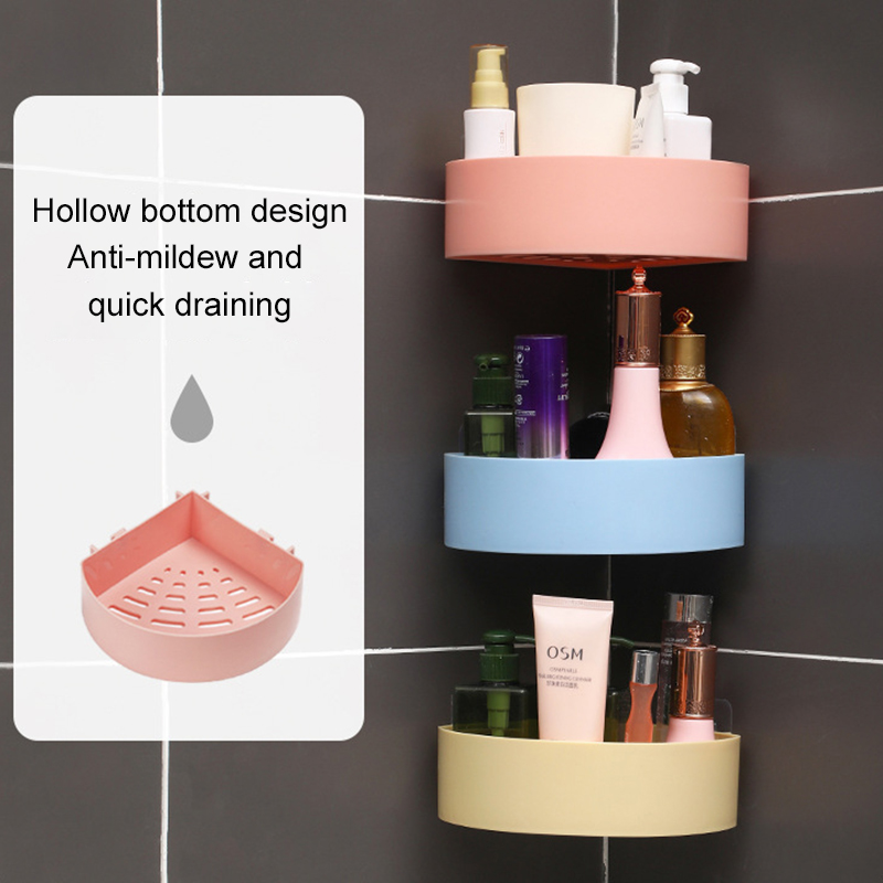 Étagère murale multifonction, coin à pression, en plastique, pour salle de bain, Drainage, rangement de douche