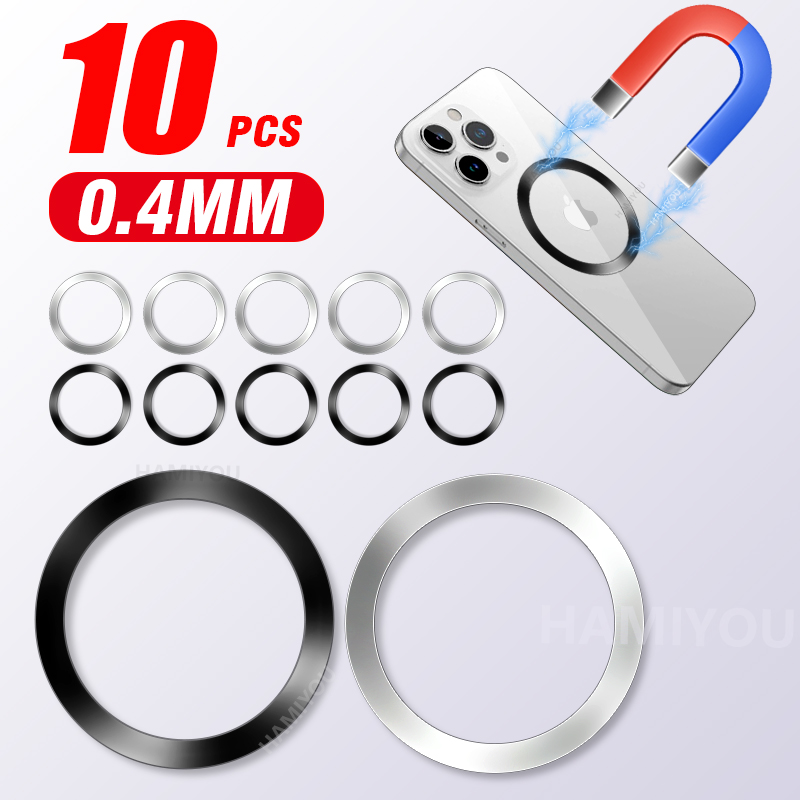 10-1 szt. Samoprzylepny metalowy pierścień arkusz żelaza naklejka na etui na iPhone'a Apple Magsafe magnetyczny pierścień do ładowania bezprzewodowego dla IPhone 15
