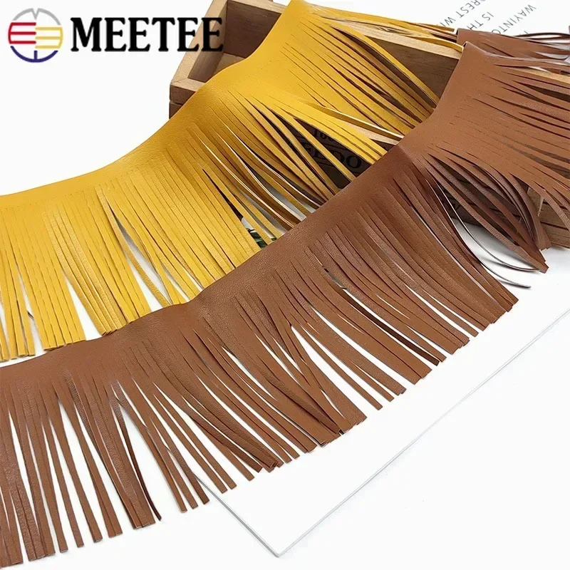 1 metro 10-30cm * 3mm PU cuero borla flecos decoración cinta de encaje DIY bolsos chaqueta falda ropa tela accesorios de costura