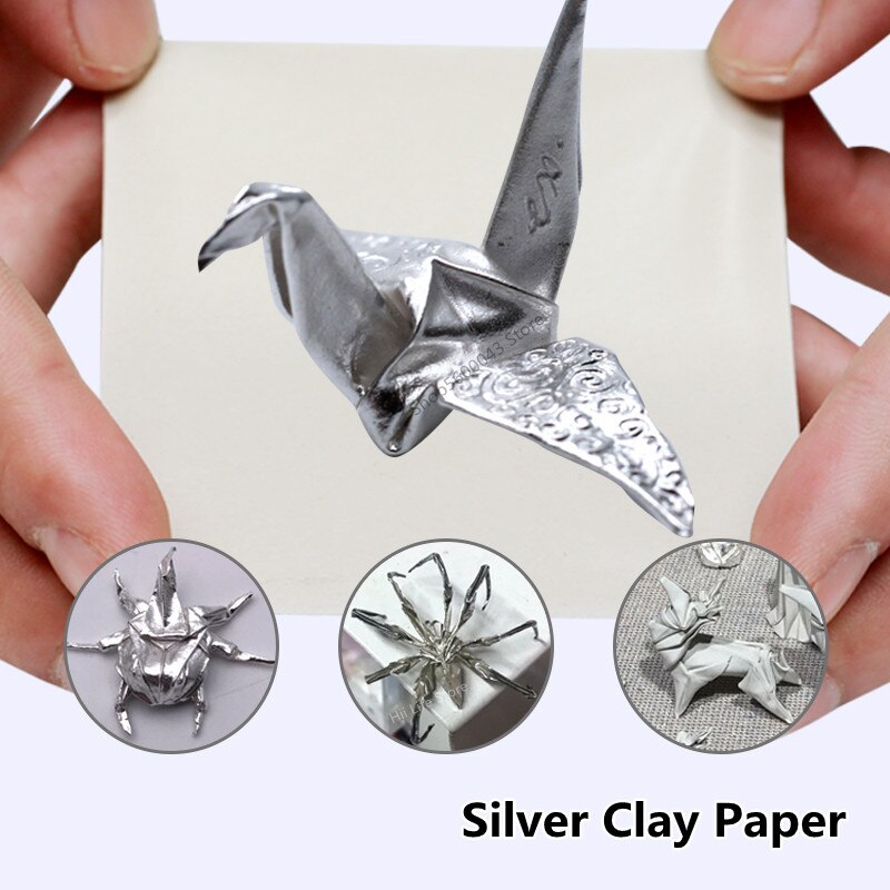 Arcilla de plata de arte, papel de plata de ley 999, de joyería de plata artesanal hecho a mano, tipo de papel plegable de plata suave