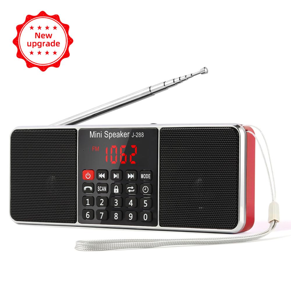 PRUNUS J288 Portable rechargeable Radio AM FM Stereo radio Receiver Bluetooth Speaker Support TF Card USB-disk AUX MP3 play: Red