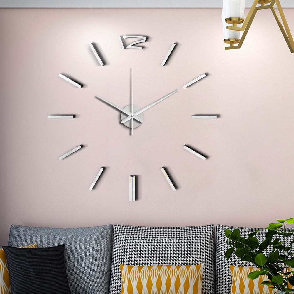 50cm 3D Wanduhr Moderne DIY Acryl Spiegel Aufkleber Uhr für Wohnzimmer Schlafzimmer Wohnkultur Große Stille elreloj Wandbild
