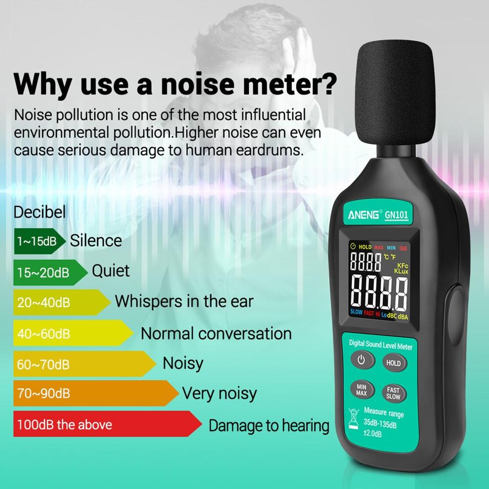 ANENG Digital Noise Meter Measurement 35-135 db Intelligent Sound Level Meter Decibel Monitor Logger Noise Measuring Instrument