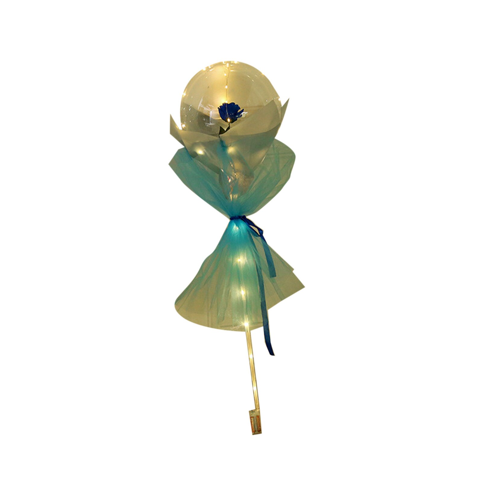 Ballon Led avec poignée et bâtons, lumineux, Transparent, pour Bouquet, décorations de fête d'anniversaire, de mariage: BU