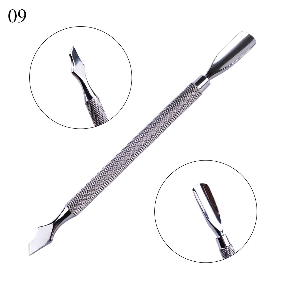 1pc Stainless Steel Cuticle Pusher Spoon Double Sided Nail Art Trimmer Dead Skin Cutter Manicure Pedicure Nail Care Tools LY1-9: 09