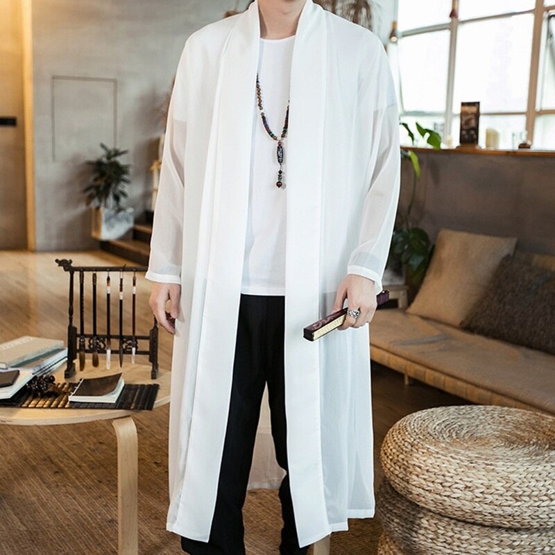 Traditionele chinese kleding voor mannen strand kimono vest lange kimono vesten gevoel kleding zomer TA267: 2