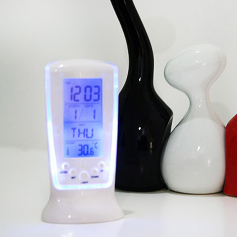 Digital Calendar Temperature LED Digital Alarm Clock with Blue Backlight Electronic Calendar Thermometer Desk LED Clock