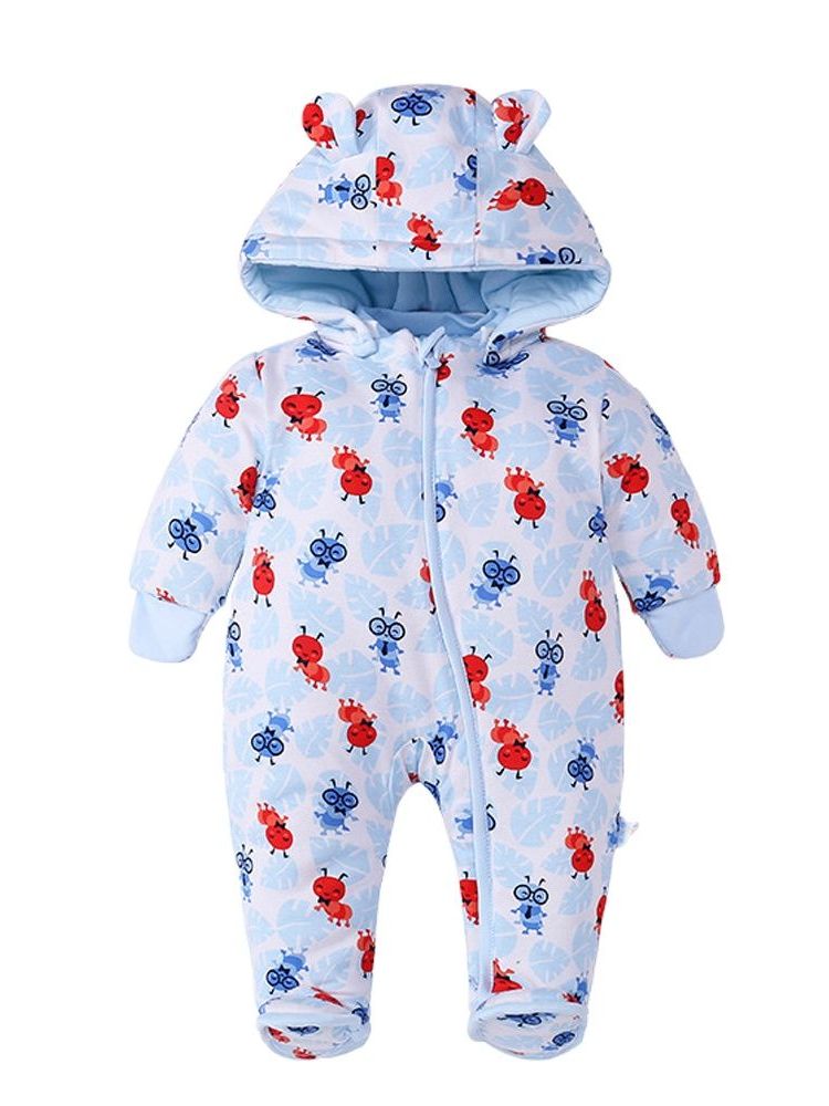 Pasgeboren Baby Jongen Herfst-Winter Fleece Klimmen Kleding 3-12 M Lange Mouwen Baby Meisjes Cartoon Kleding Peuter footies Kleding: 3M