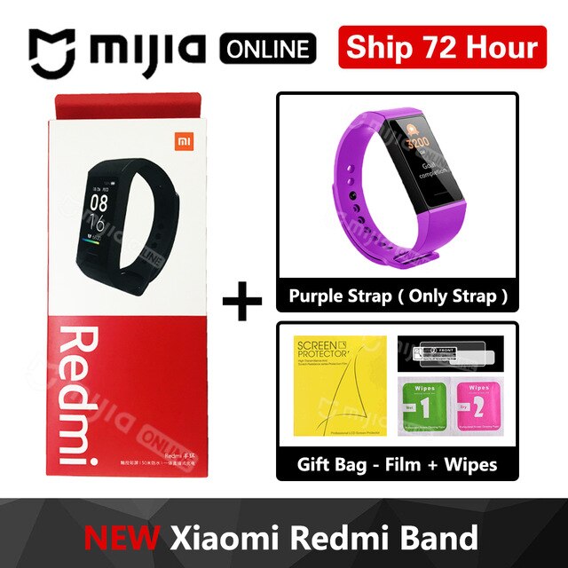 Xiaomi Redmi Band 4 Smart Hartslag Fitness Sport Tracker Bluetooth 5.0 Waterdichte Armband Touch Grote Kleur Screen Polsband: Add Purple Strap