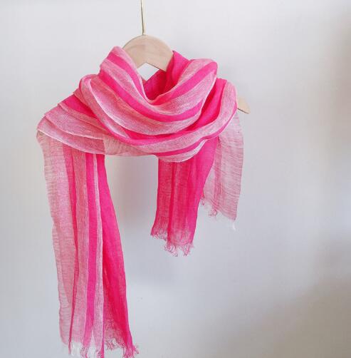 Japan Spring And Summer Thin Pure Linen Vertical Stripe Men&#39;s And Women&#39;s Scarves Long Shawl With Tassels: COLOR 5